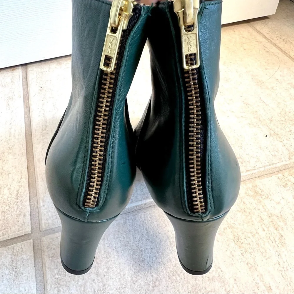 NEW LOVERS Spain Women's Green Two-Tone Leather Snakeskin Ankle Booties size 8M